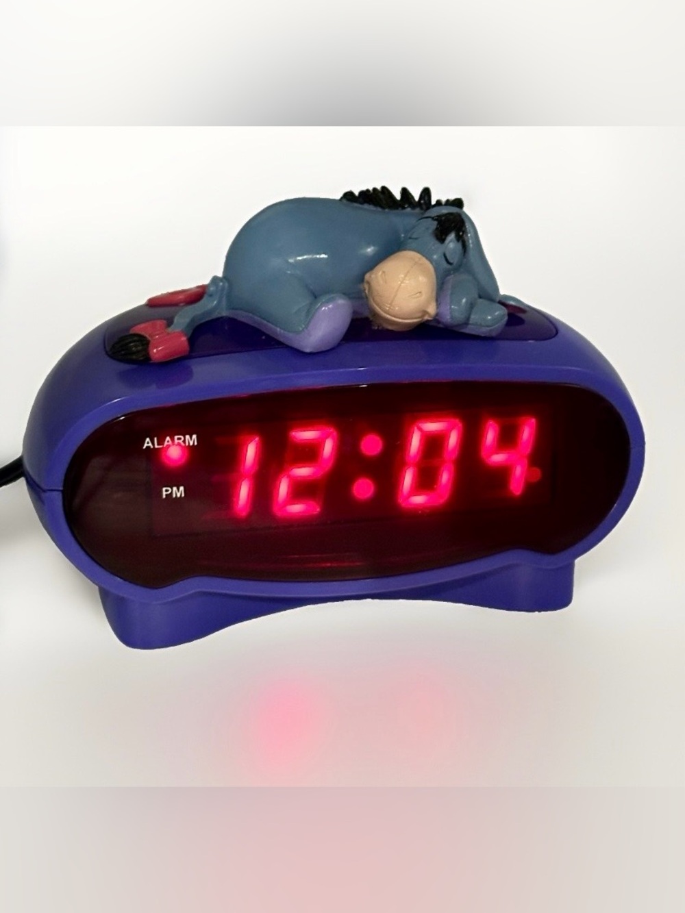 Winnie the Pooh Vintage Disney Sleeping Eeyore LED Alarm Clock Purple Electric